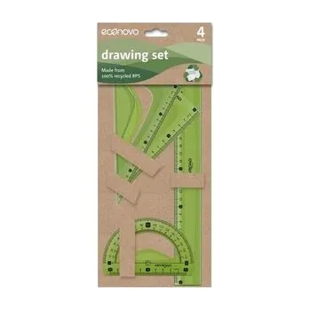 Set školních potřeb Zestaw geometryczny z linijką 30cm, recyklingu 4el