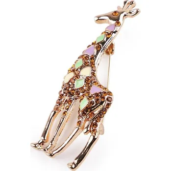 Brož Brož s broušenými kamínky žirafa - 1 zlatá