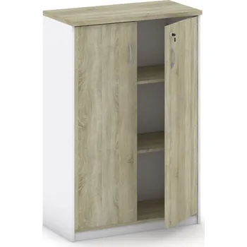 Kancelářská sestava Kancelářská skříň MIRELLI, 800 x 400 x 1200 mm, bílá/dub sonoma