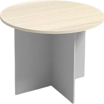 Kancelářská sestava Jednací stůl s kulatou deskou PRIMO GRAY, průměr 100 cm, šedá/bříza