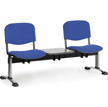 Corping Čalouněná lavice do čekáren VIVA, 2-sedák, se stolkem, modrá, chromované nohy