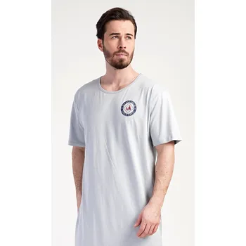 Pánská noční košile Vienetta MAN Pánská noční košile s krátkým rukávem Sea Barva: Šedá, Velikost: XL