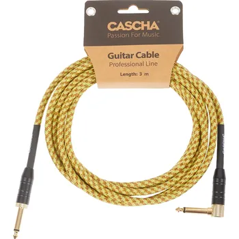 Audio kabel Cascha Professional Line Guitar Cable, Angled, Tweed Natural, 3 m + prodloužená záruka 3 roky