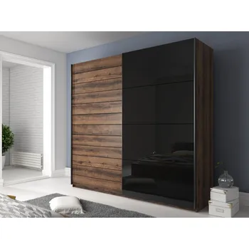 Šatní skříň ZANDER skříň 200, dub monastery/černý lesk +možnost VÝNOSU + vyzvednutí ZDARMA