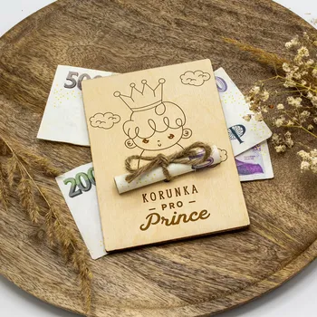 Úložný box Dřevia Dřevěná karta na peníze - Korunka pro Prince