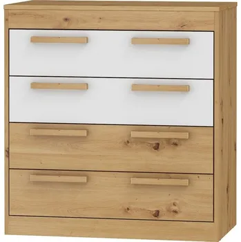 Komoda Komoda GATTON 4S, dub artisan/bílý lesk, 5 let záruka + vyzvednutí ZDARMA