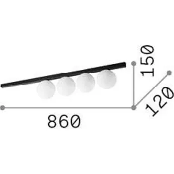 Ideallux Stropní svítidlo Ideal Lux Binomio, černé, 4 světla, kov, sklo - Ø stínidla 12 cm černá, opálová 4 x 3,4 W LED - Doprava zdarma