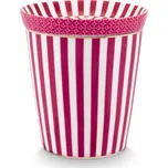 Pip Studio hrnek bez ucha Royal Stripes s čajovým talířkem tmavě růžový