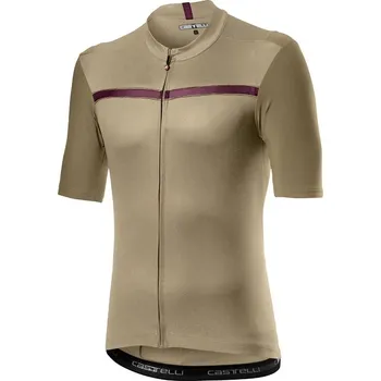 cyklistický dres Pánský cyklistický dres Castelli Unlimited Jersey Dark Sand/Bordeaux L