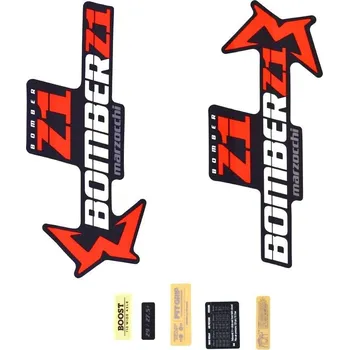 Vidlice na kolo MARZOCCHI NÁLEPKY NA VIDLICE BOMBER Z1/DJ SADA Z1 2025 ČERNÉ NA ČERVENOU VIDLICI