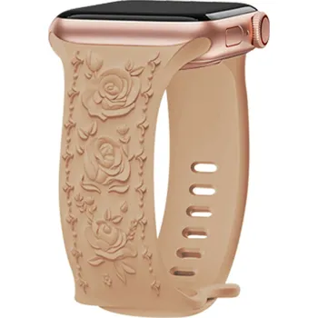 Příslušenství k chytrým hodinkám Řemínek gravírované růže pro Apple Watch 42/44/45/46/49mm Barva: béžová