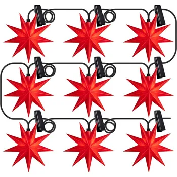 Lampička Sterntaler LED hvězdy do okna IP44 červená - délka připojovacího kabelu 500 cm 9 x 0,064 W LED - Doprava zdarma