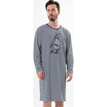 Pánská noční košile Vienetta MAN Pánská noční košile s dlouhým rukávem Plachetnice Barva: Modrá - tmavě, Velikost: L