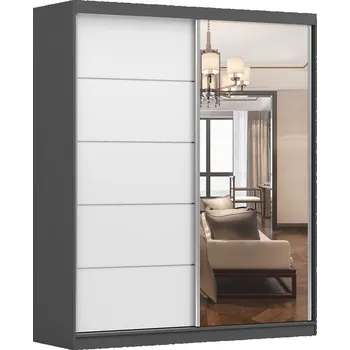 Šatní skříň Šatní skříň LUDOVICO 03 se zrcadlem, grafit/bílá +možnost VÝNOSU + vyzvednutí ZDARMA