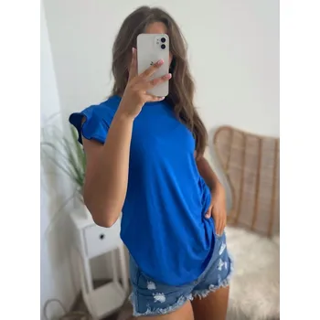 Královsky modré dámské tričko s volánky, VELIKOST UNI ( XS, S, M )