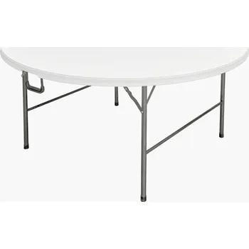 Zahradní stůl Skládací přenosný stůl venkovní + vnitřní cateringový na pořádání akcí, bílý, průměr 160 cm