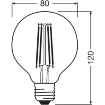Lampička OSRAM LED Vintage 1906, G80, E27, 7,2 W, zlatá, 2 400 K, stm. zlato