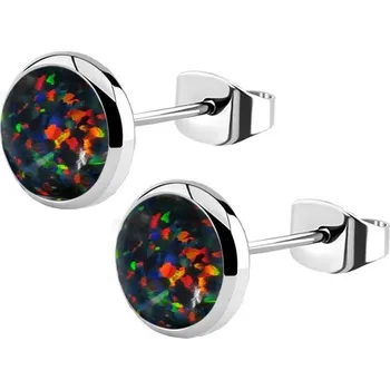 Náušnice Šperky4U Ocelové náušnice s opálem 8 mm - NB2-OP32