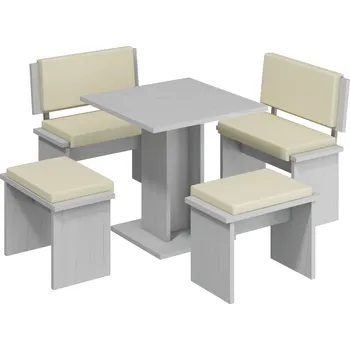 Jídelní set Malý jídelní set GURLAN, craft bílý/béžová ekokůže, 5 let záruka + vyzvednutí ZDARMA