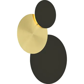 Lampička HELL LED nástěnné Tilda, kulaté, 3 zdroje, černá/zlatá LED celkem 38 W - Doprava zdarma