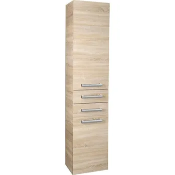 Koupelnový nábytek VEGA skříňka vysoká s košem, 40x184x31 cm, dub platin