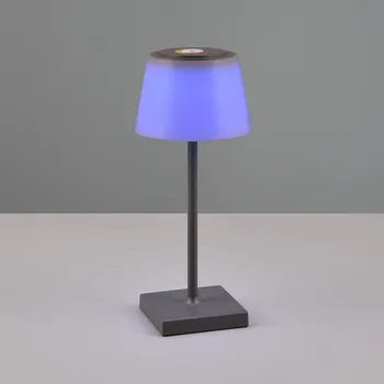Venkovní osvětlení Reality Leuchten LED stolní lampa Sanchez, RGBW a stmívač, antracit - základna - délka 10 cm, šířka 10 cm, výška 1,8 cm; délka USB kabelu 100 cm antracit, bílá 1 x 2,1 W LED - Doprava zdarma