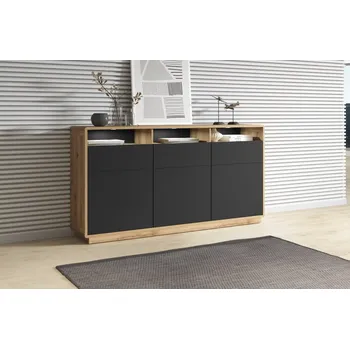 Komoda ZACARRIA kombinovaná komoda, dub taurus/černý supermat + vyzvednutí ZDARMA