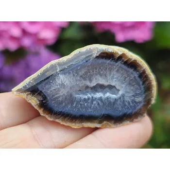 Přírodní kámen Geoda mini achát šedo - hnědá s dutinkou Brazílie 48g