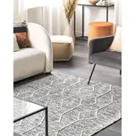 Koberec šedý s béžovou bavlnou s krátkým vlasem 140 x 200 cm s geometrickým vzorem ručně tkaný obdélníkový moderní Beliani