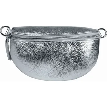 Kabelka Střední/velká dámská kovová kožená ledvinka Borse in Pelle no. 156