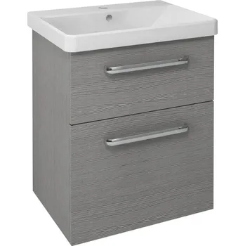 Koupelnový nábytek THEIA umyvadlová skříňka 56,4x70x43,5cm, 2xzásuvka, dub stříbrný