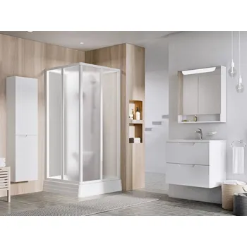 Sprchový box Ravak ASBRV2 90x90, bílá+grape (4 díly)