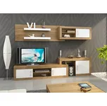 Obývací stěna GOUDINI 1, dub burgundský/bílý lesk, 5 let záruka + vyzvednutí ZDARMA