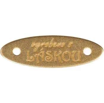 Nášivka Bellatex Nášivka "vyrobeno s LÁSKOU" plastová - sada 6 ks Zlatá