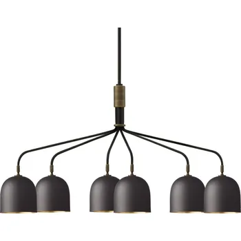 Lampička GUBI Lustr Howard 6 světel 134x73 cm, bronzový - Stínítko - Ø 16 cm, výška 16,4 cm; stříška - Ø 12 cm, výška 4 cm antracit 6 x 40 W - Doprava zdarma