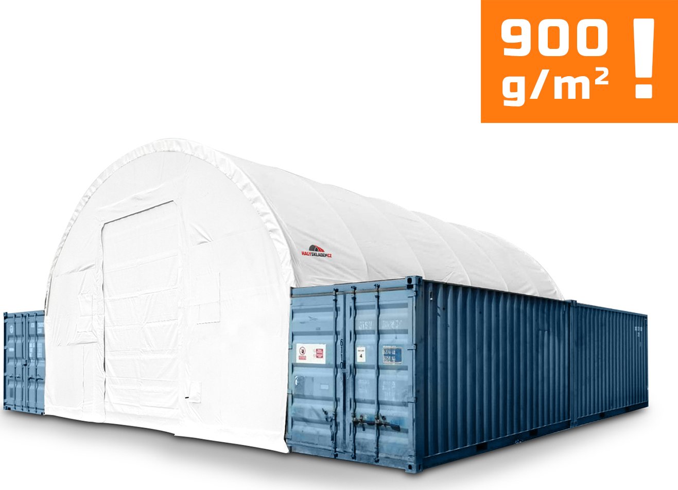 Přístřešek na lodní kontejnery šířka: 8 m, délka: 12 m, výška: 3 m, 900g/m2 BÍLÁ Expedice do 24 hodin