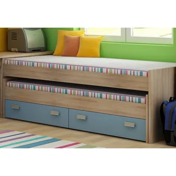 Dětský pokoj Dvojpostel NELLORE bez roštu, dub sonoma/světle modrá/modrá, 5 let záruka + vyzvednutí ZDARMA