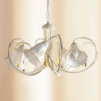 Ceramiche Gocce - zářivé keramické závěsné světlo - Ø stínidlo 13 cm krémová, bílá, zlatá 5 x 40 W - Doprava zdarma