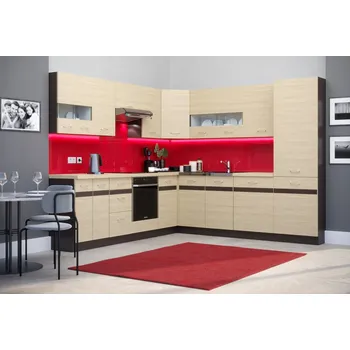 Kuchyňská linka Rohová kuchyně BELISA 260x240, rijeka světlá + vyzvednutí ZDARMA