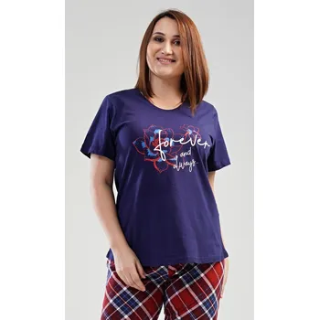 Dámské pyžamo Vienetta Dámské pyžamo kapri Forever Barva: Modrá - tmavě, Velikost: 4XL