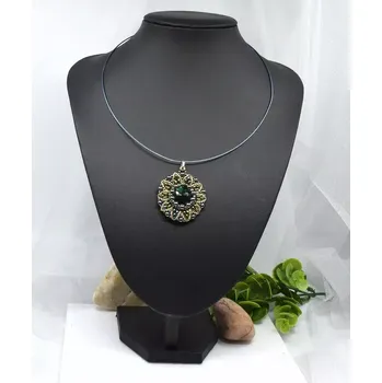 Náhrdelník Mijabijoux Zelená rivolka s hematitem MB00367