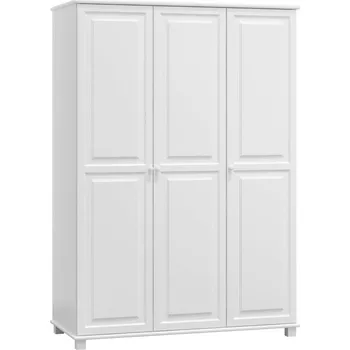 Šatní skříň Skříň 3D BHAGIRA 2, šíře 133 cm, masiv borovice, moření: bílé + vyzvednutí ZDARMA