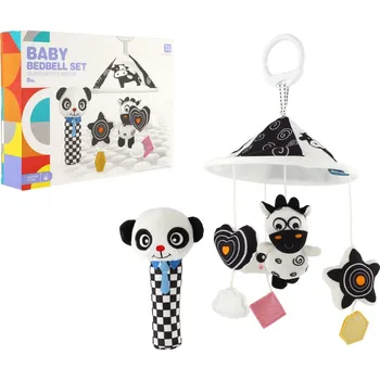 Kolotoč nad postýlku Teddies Kolotoč nad postýlku zvířátka plyš černý/bílý