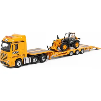 autíčko Mercedes Actros JCB + Loadall 531 70 JCB teleskopický manipulátor 1:76 - Oxford Mercedes-Benz Actros podvalníkový přívěs JCB a Loadall 531 70 teleskopický manipulátor - sběratelský model auta