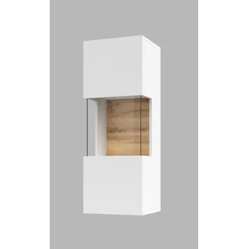 police UDREN závěsná vitrína, bílá/dub wotan + vyzvednutí ZDARMA