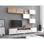 Obývací stěna KAMALI, dub sonoma/bílý lesk, 5 let záruka + vyzvednutí ZDARMA