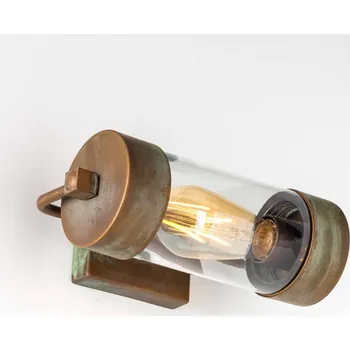 Venkovní osvětlení Moretti Luce Venkovní nástěnné světlo Silindar 3389, mosaz/čirá - nástěnný držák - šířka 9 cm, výška 12 cm, hloubka 2,5 cm antická mosaz, čirá 1 x 52 W - Doprava zdarma