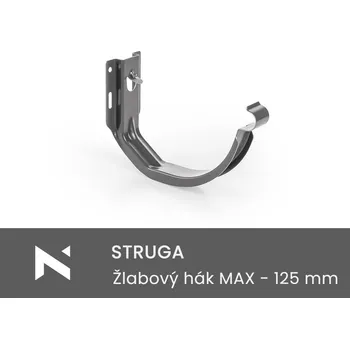 okap STRUGA Žlabový hák čelní MAX - 125 mm stříbrná (RAL 9006)