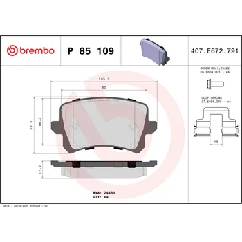 Brzdová destička BREMBO P85109X dil