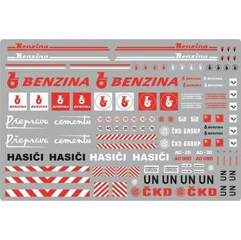 autíčko AutoModels.cz Obtisky na modely 1/43 - Benzina / Hasičí Dekály - obtisky na modely 1:43 - Benzina, Hasičí, ČKD Gpoup, Přeprava Cementu